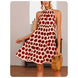 * NWT Coeur De Vague Halter Wine Red Dot Sleeveless